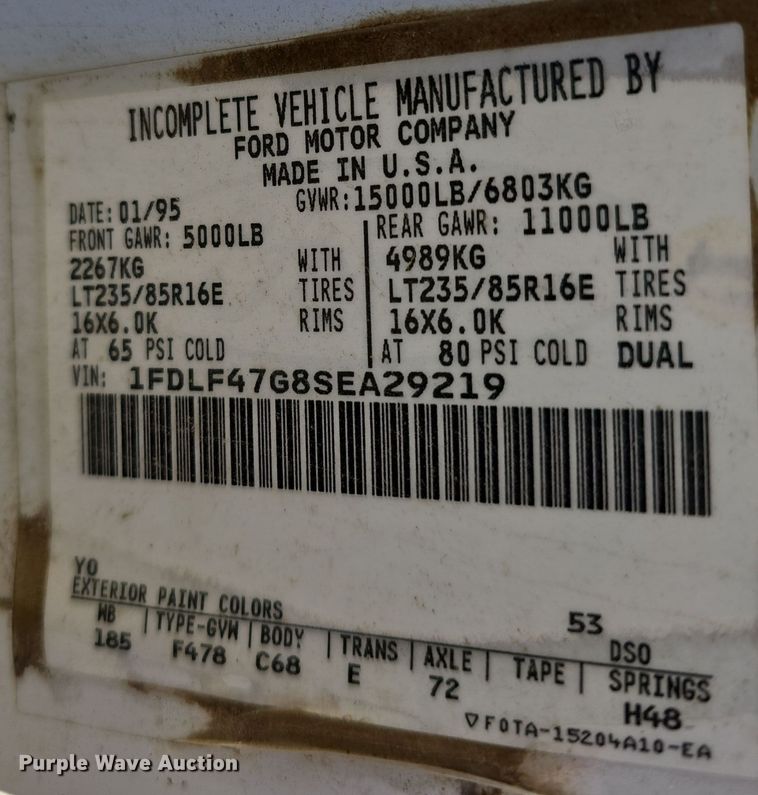 image for item DW3819 1995 Ford F-Super Duty flatbed truck