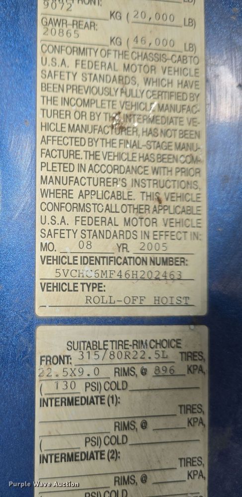 image for item DW3846 2006 AutoCar XPeditor roll-off container truck