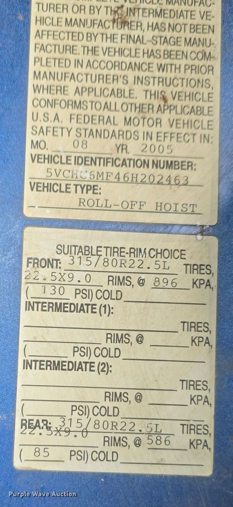 image for item DW3846 2006 AutoCar XPeditor roll-off container truck