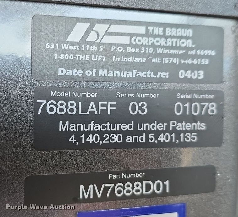 image for item DW3972 2002 Chrysler Town and Country handicap accessible van