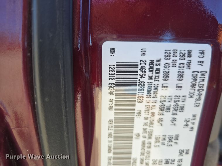 image for item DW3972 2002 Chrysler Town and Country handicap accessible van