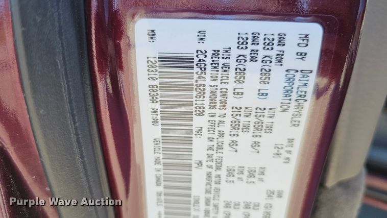 image for item DW3972 2002 Chrysler Town and Country handicap accessible van