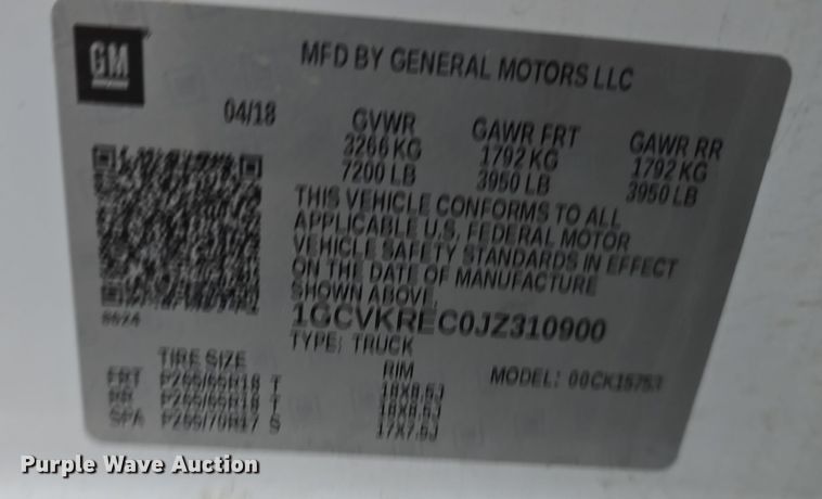 image for item DW3977 2018 Chevrolet Silverado 1500 Double Cab pickup truck