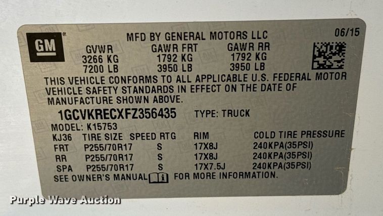 image for item DX3793 2015 Chevrolet Silverado 1500 Double Cab pickup truck