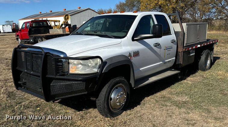image for item DX3802 2008 Dodge Ram 5500HD Quad Cab flatbed truck