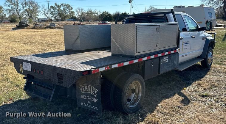 image for item DX3802 2008 Dodge Ram 5500HD Quad Cab flatbed truck