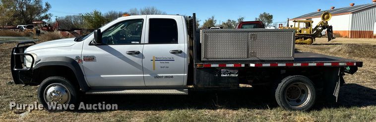 image for item DX3802 2008 Dodge Ram 5500HD Quad Cab flatbed truck