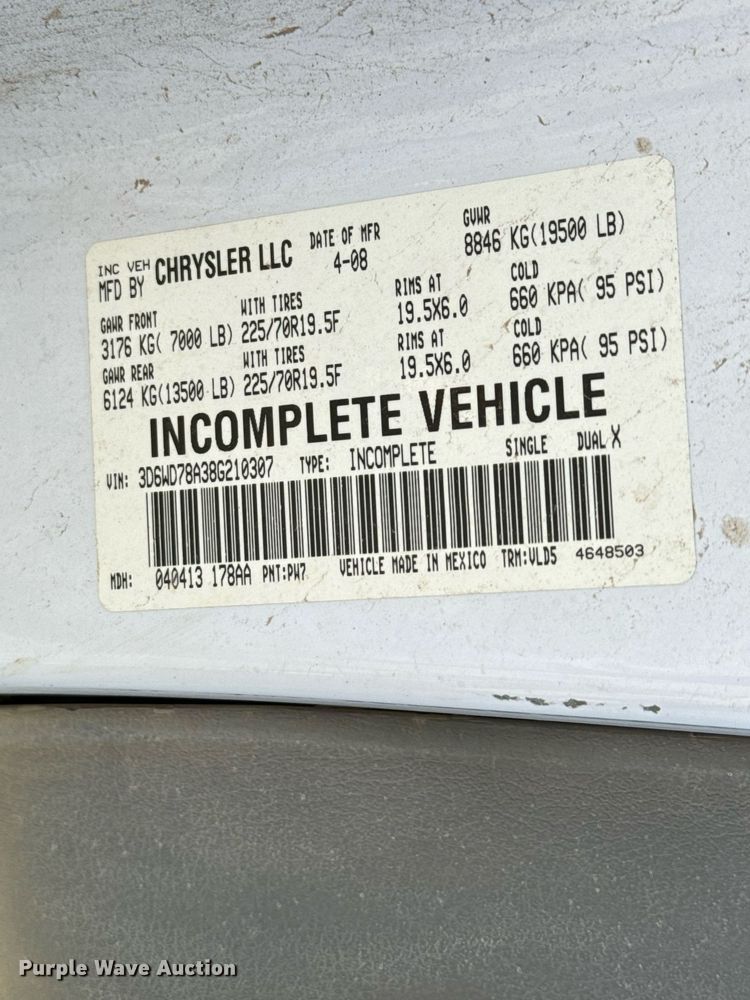 image for item DX3802 2008 Dodge Ram 5500HD Quad Cab flatbed truck