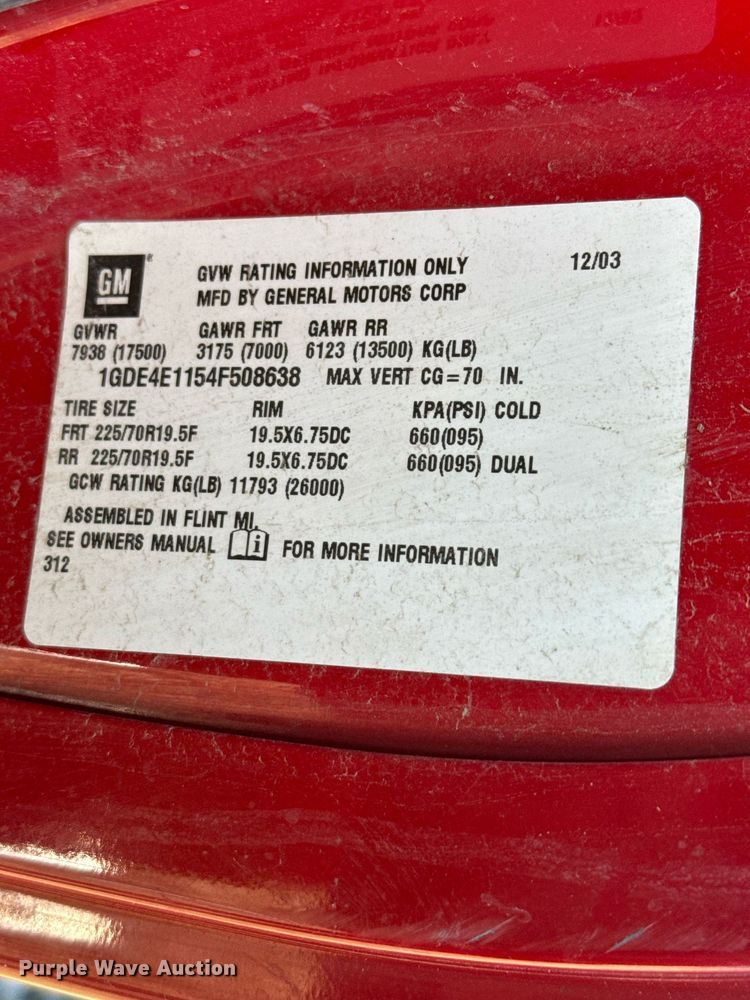 image for item DX3805 2004 GMC C4500 flatbed truck