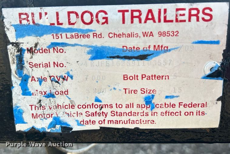 image for item EG1048 2009 Wilson Bulldog Trailers utility trailer