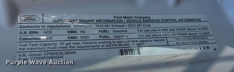 image for item EG2278 2012 Ford F550 Super Duty truck cab and chassis