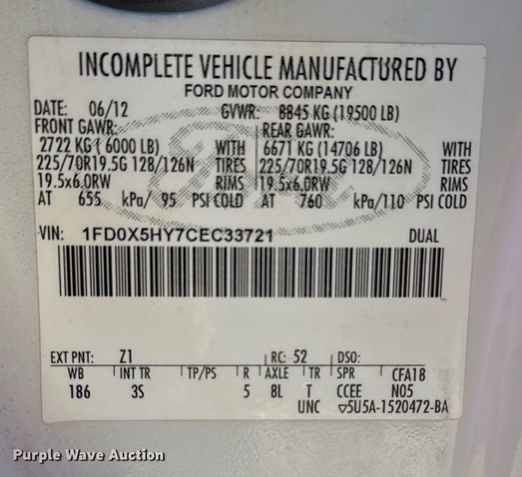 image for item EG2278 2012 Ford F550 Super Duty truck cab and chassis