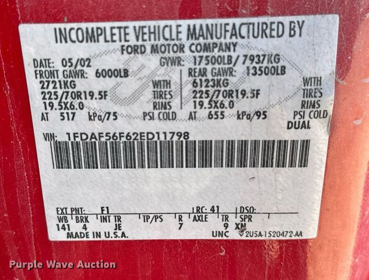 image for item EG6954 2002 Ford F550 utility / service truck