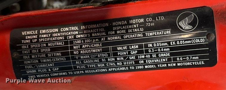 image for item EG6961 1980 Honda CT70 motorcycle