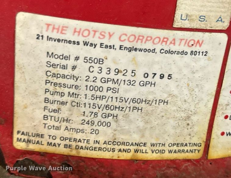 image for item EG6966 Hotsy 550B pressure washer