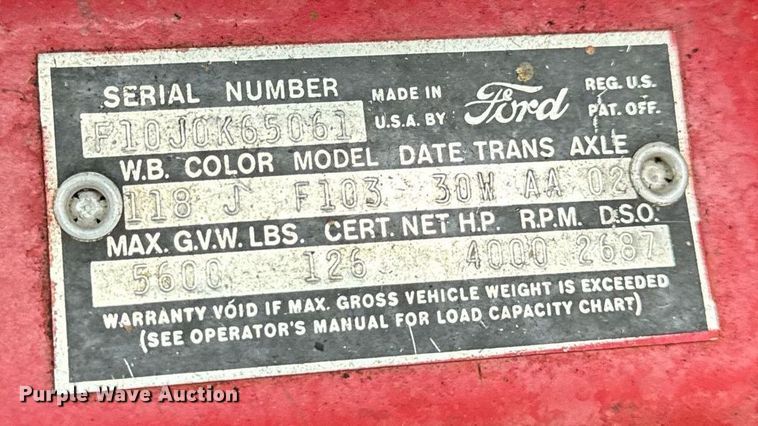 image for item EG6974 1960 Ford F100 pickup truck