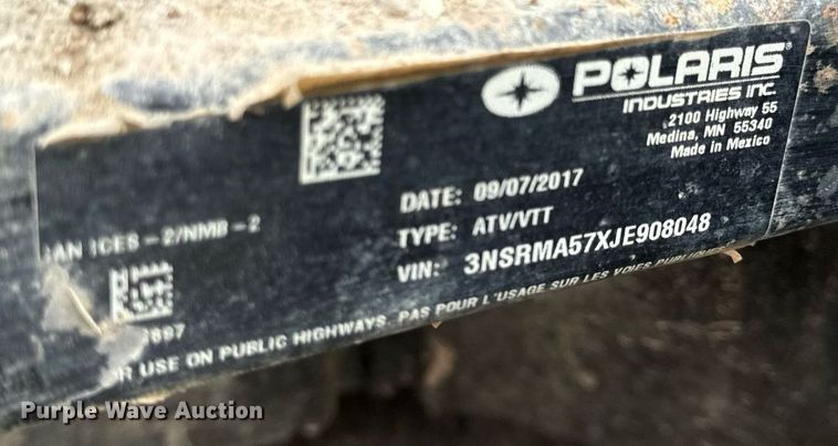 image for item EH7285 2018 Polaris Ranger 570 utility vehicle