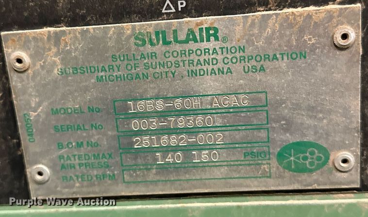 image for item EJ5101 (2) Sullair air compressors