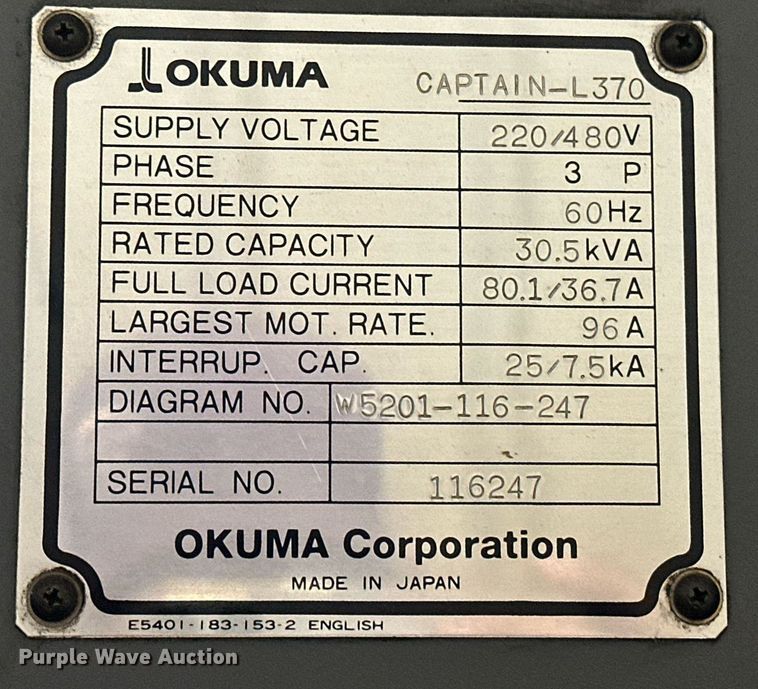 image for item EJ5102 (2) Okuma Captain L370MW CNC lathes