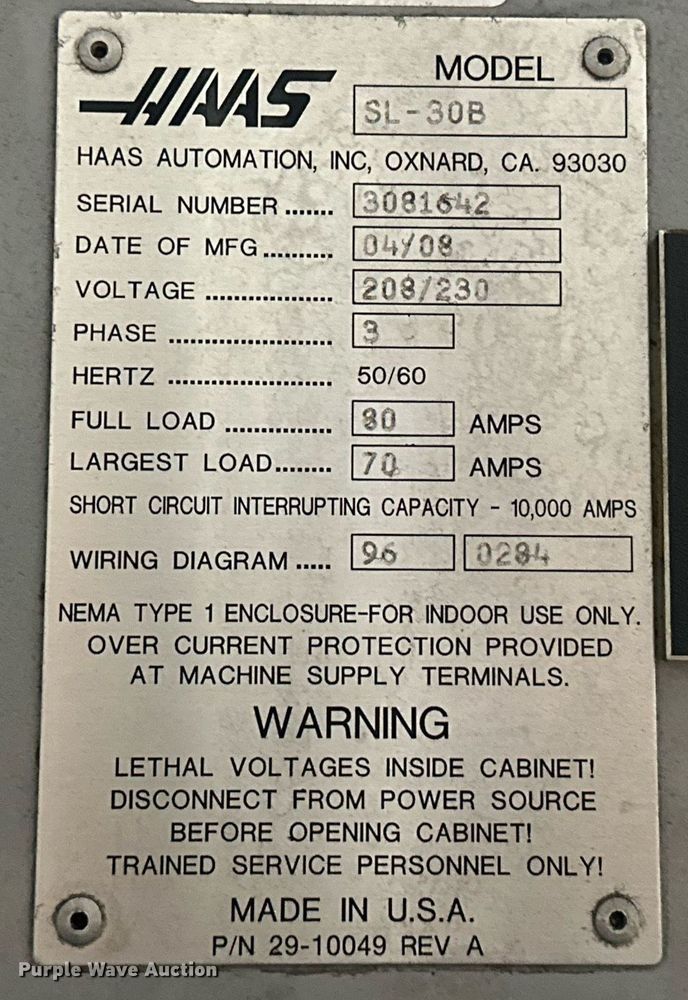 image for item EJ5104 2008 Haas SL-30B CNC lathe
