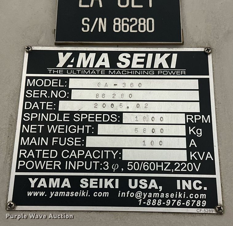 image for item EJ5107 Yama Seiki GA-360 CNC Lathe
