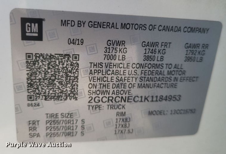 image for item EJ8043 2019 Chevrolet  Silverado 1500 Double Cab pickup truck