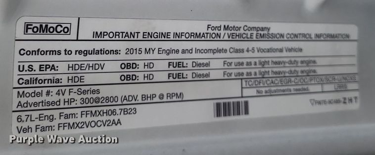 image for item EJ8108 2015 Ford F550 Super Duty XL truck cab and chassis