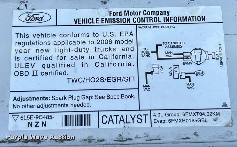 image for item EK3722 2006 Ford Ranger SuperCab pickup truck