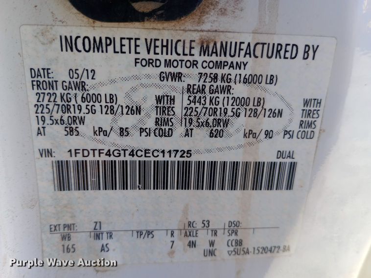 image for item EN8560 2012 Ford F450 Super Duty XL utility / service truck