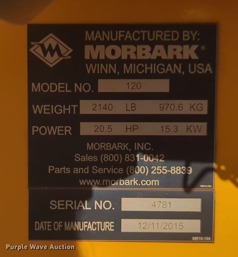 image for item EQ2498 2015 Morbark 120 trencher