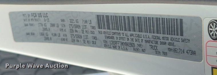 image for item ER4542 2019 Dodge Ram 1500 Crew Cab pickup truck