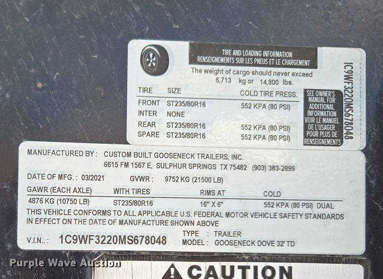 image for item ER5007 2021 Custom Built Gooseneck Trailers equipment trailer