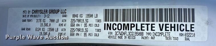 image for item ER8315 2012 Dodge Ram 5500HD Crew Cab flatbed truck