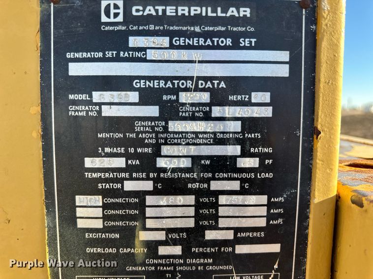 image for item ER8337 Caterpillar G398 generator