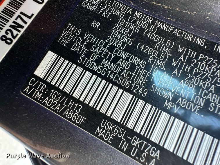 image for item ER8342 2012 Toyota Sequoia SUV