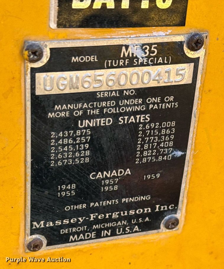 image for item LH9300 Massey Ferguson  MF35 Turf Special tractor