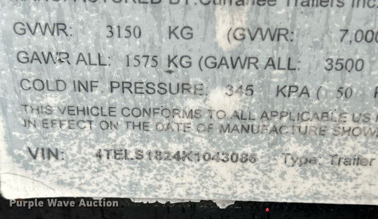 image for item MO9243 2019 Currahee Trailers LD718 48HS utility trailer