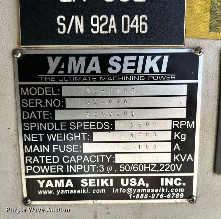 image for item NQ9078 2007 Yama Seiki GA-3600 CNC lathe