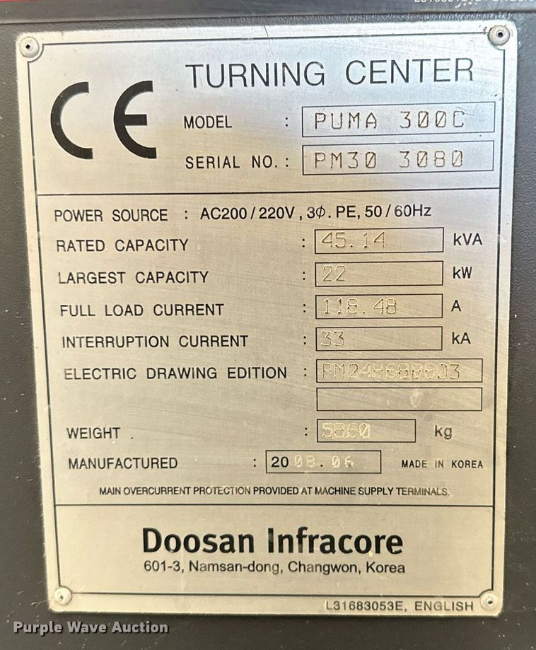 image for item NQ9079 Doosan Puma 300 CNC lathe
