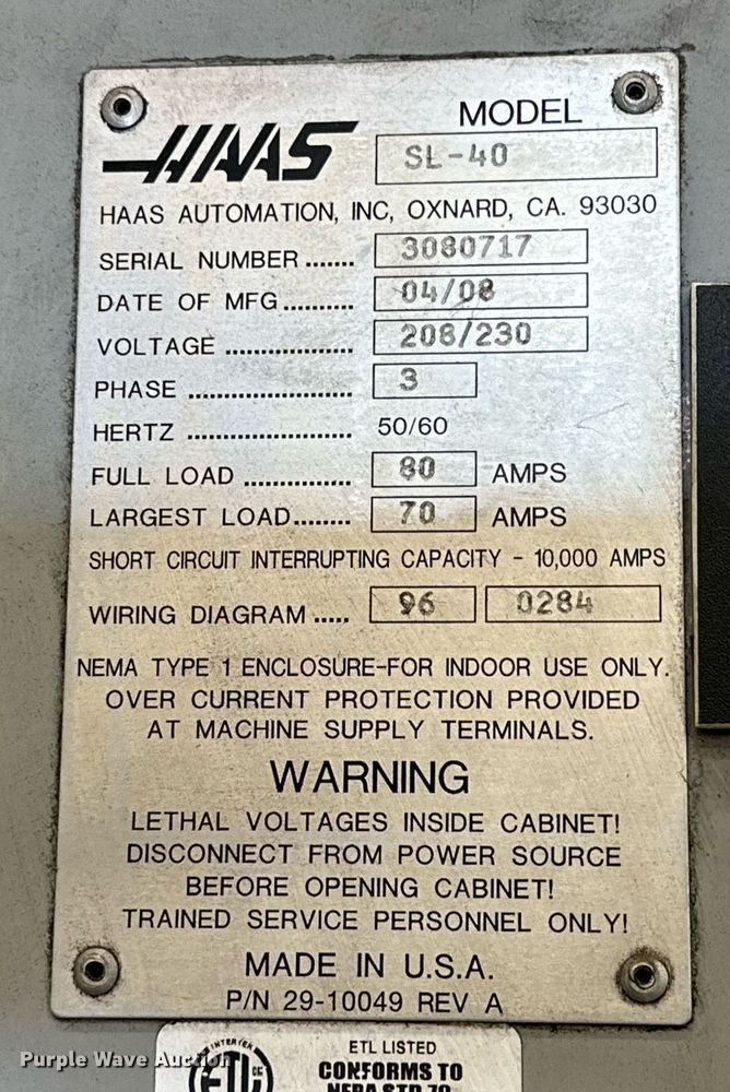 image for item NQ9093 2008 HAAS SL-40 CNC lathe