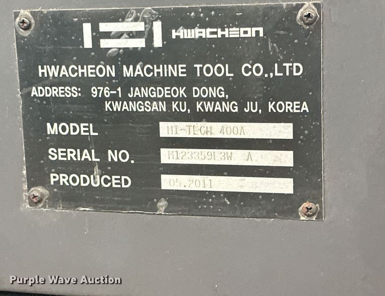 image for item NQ9094 2011 Hwacheon Hi-Tech 400A CNC lathe