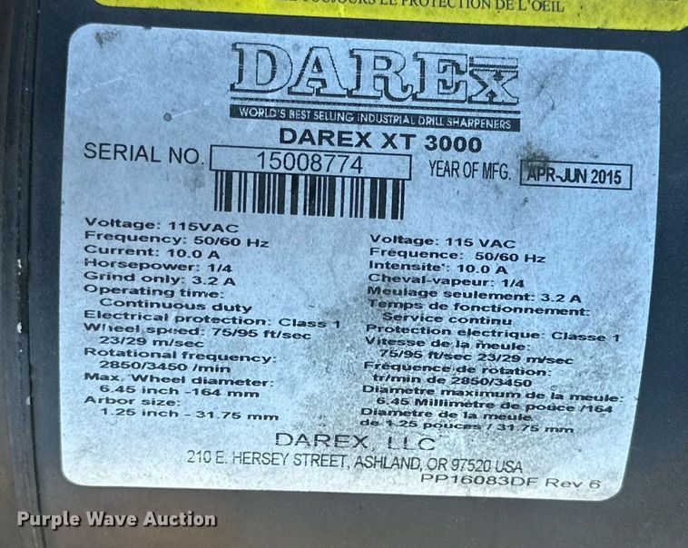 image for item NQ9096 2015 Dared XT-3000 drill sharpener