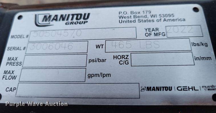 image for item OH9396 2022 Manitou skid steer tree puller