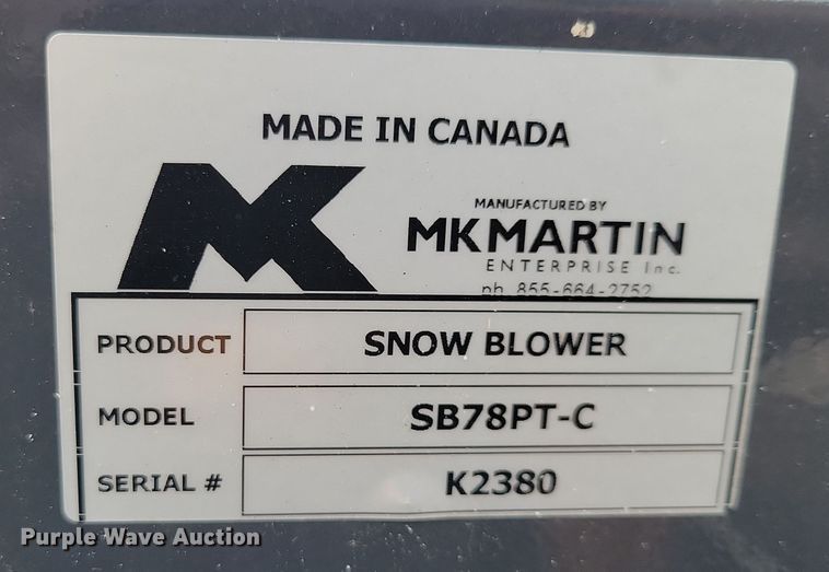 image for item OH9402 MK Martin SB78PT-C snow blower