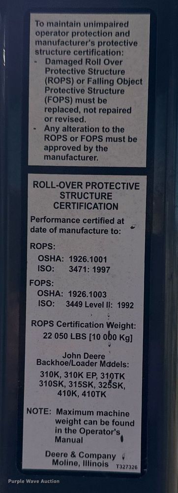 image for item DO7657 2014 John Deere 310K EP backhoe