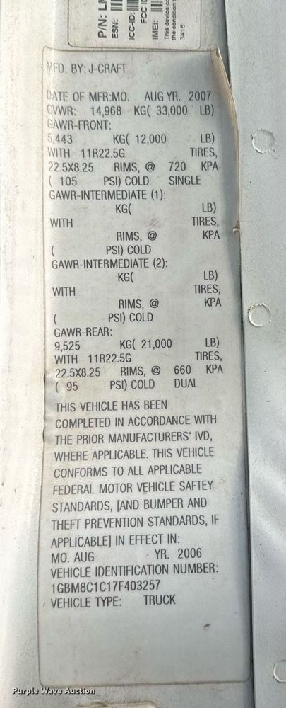 image for item DO7660 2007 Chevrolet C8500 dump truck