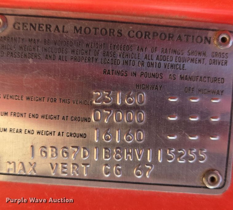 image for item DP6722 1987 Chevrolet  C7 fuel truck