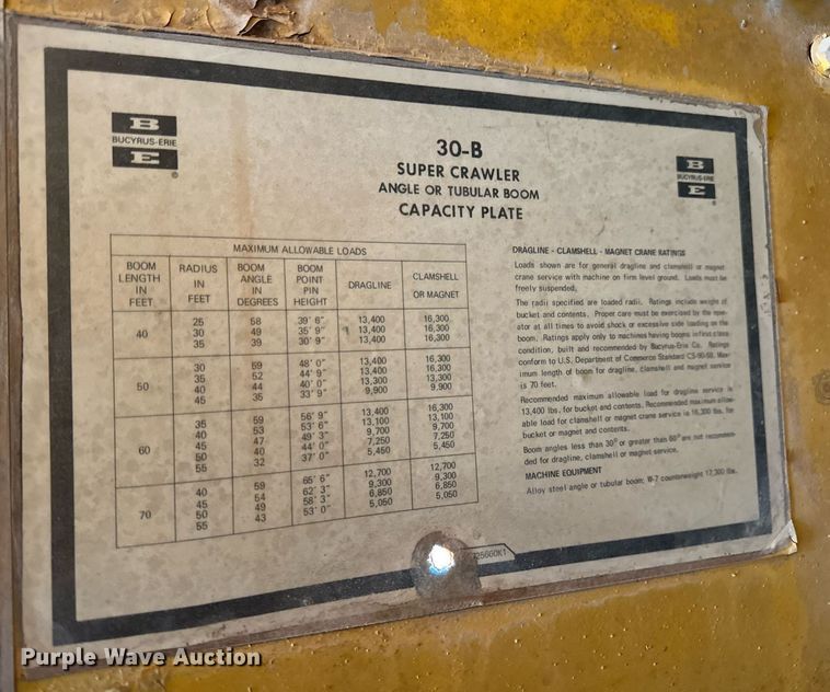 image for item DP6729 1970 Bucyrus-Erie 30-B crane