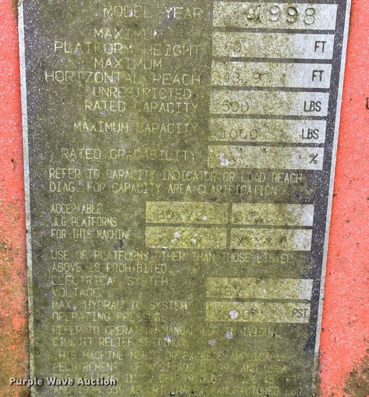 image for item DP6734 1998 JLG 601S boom lift