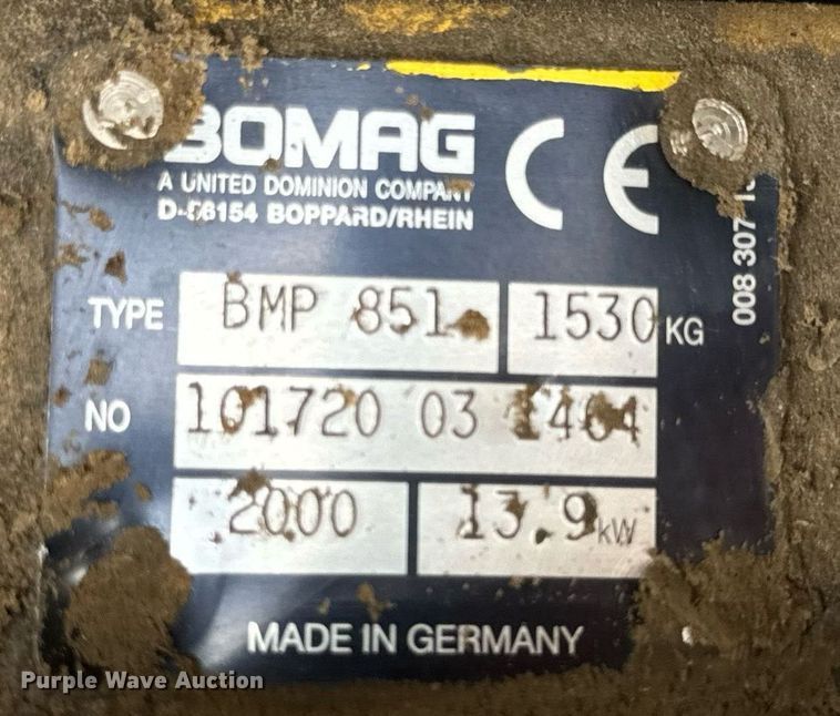 image for item DP6749 2000 Bomag BMP851 trench compactor